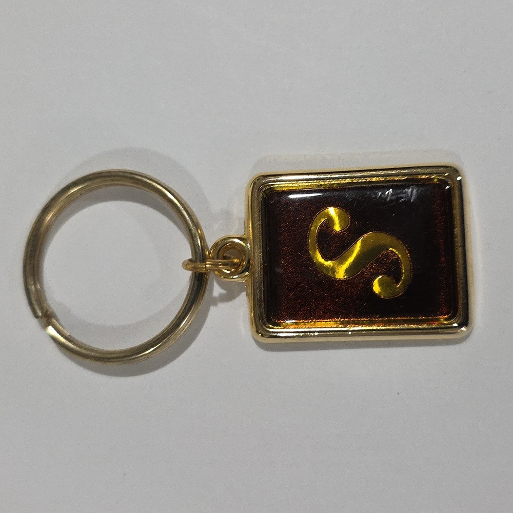 Gold Tone Rectangular Keychain With Initial "S" P… - image 5